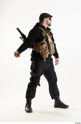 Whole Body Weapons-Rifle Man Pose with machine rifle White Army Athletic Bearded Studio photo references